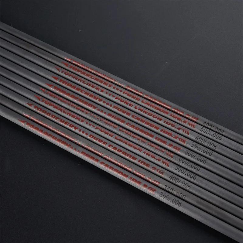 31 inch Archery Pure Carbon Arrow Shaft ID 6.2mm Spine 300 350 400 500 600  Recurve Bow and Arrows Outdoor Shooting