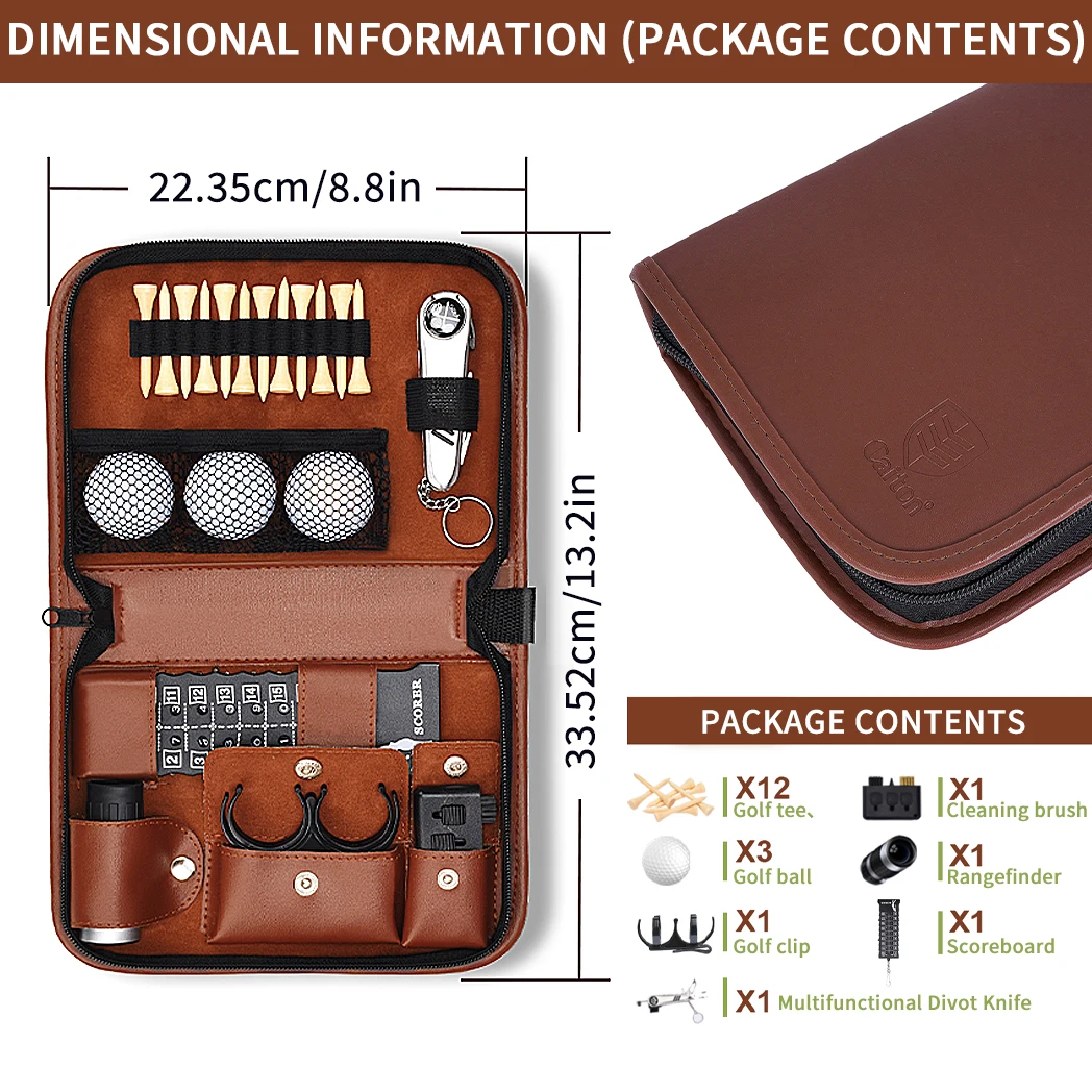 Caiton Golf Accessories Set with Hi-End Case, Golf Balls, Rangefinder, Golf Tees, Brush, Scorer,Golf Gifts for Men and Women