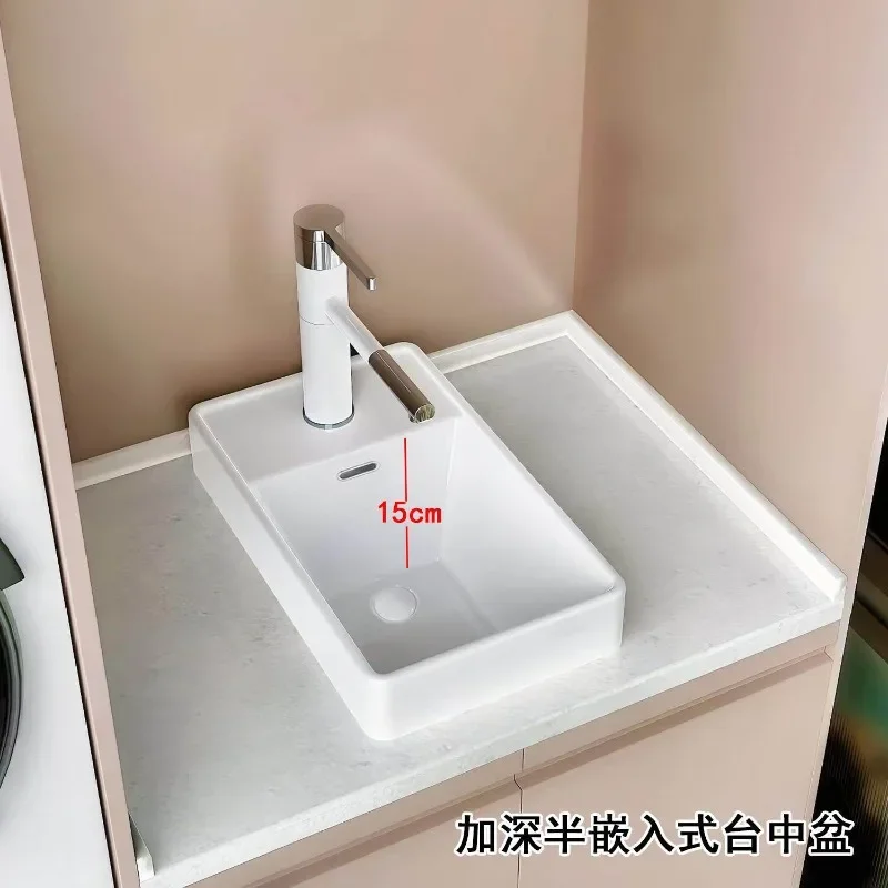 Vertical balcony semi-embedded Taichung basin deepened wash basin bathroom ceramic washbasin small size narrow length 25cm