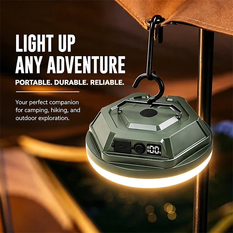 Outdoor camping light with super long battery life, tent canopy ambiance, home hanging LED rechargeable light