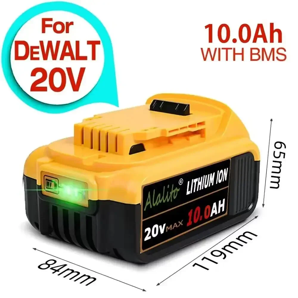 20V 10.0Ah 10000mAh DCB200 18650 Replacement Li-ion Battery for DeWalt MAX DCB205 DCB201 DCB203 Power Tool Batteries