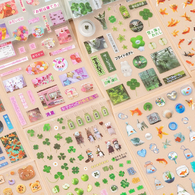 6pcs/set Japanese Traditional Cartoon Style Sticker Book Set St. Patrick's Day Sticker Set Student Stationery Stickers image 3