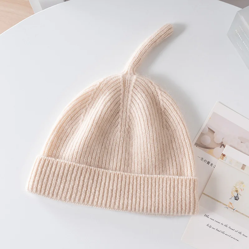 Fashion Keep warm Winter Hat for Women Knit Cap Natural Cashmere Skullies Hats Outdoor Casual Bonnet Caps Accessories 48-52
