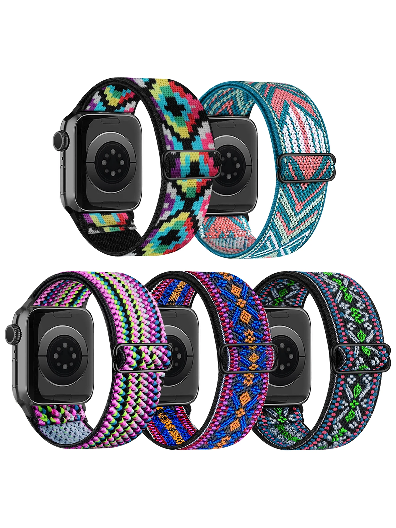 

5 Pack Adorve Stretchy Band Compatible with Apple Watch Band Ultra 2 49mm 46mm 45mm 44mm 42mm 38mm 40mm 41mm Men Women