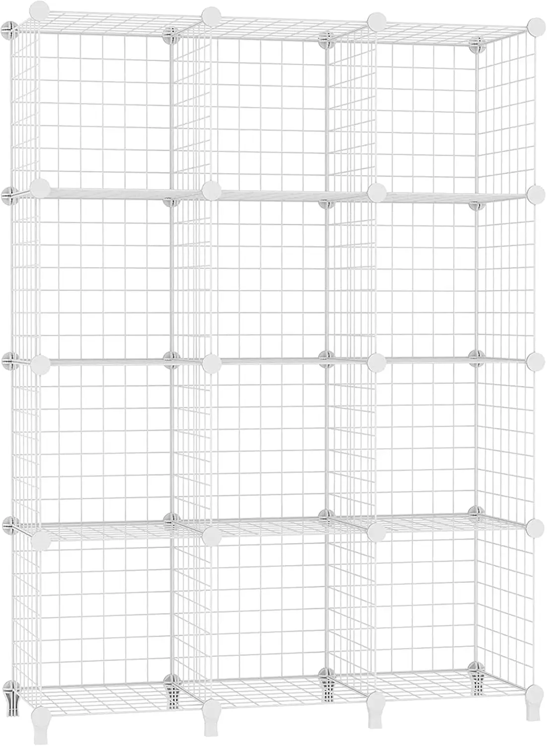 

12-Cube Metal Wire Storage Organizer, Portable Shelf for Closet, Bedroom, Office, White