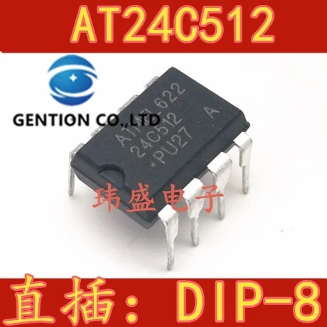10PCS Upright AT24C512  DIP8 memory in stock 100% new and original