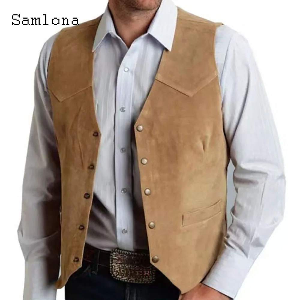 

2025 European Fashion Single Breasted Suit Vests for Men Khaki High-end Suede Waistcoat Slim Fit Formal Business Casual Vest New