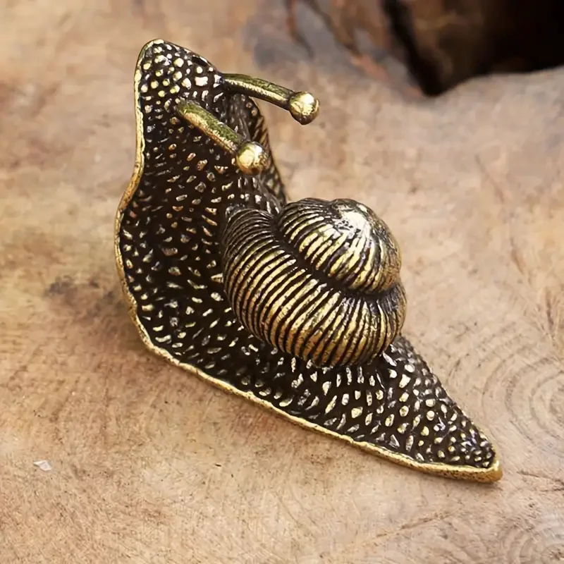 Vintage Brass Snail Figurine Collectible, 1pc Metal Snail Statue for Indoor Decor, Versatile Room Accent Piece