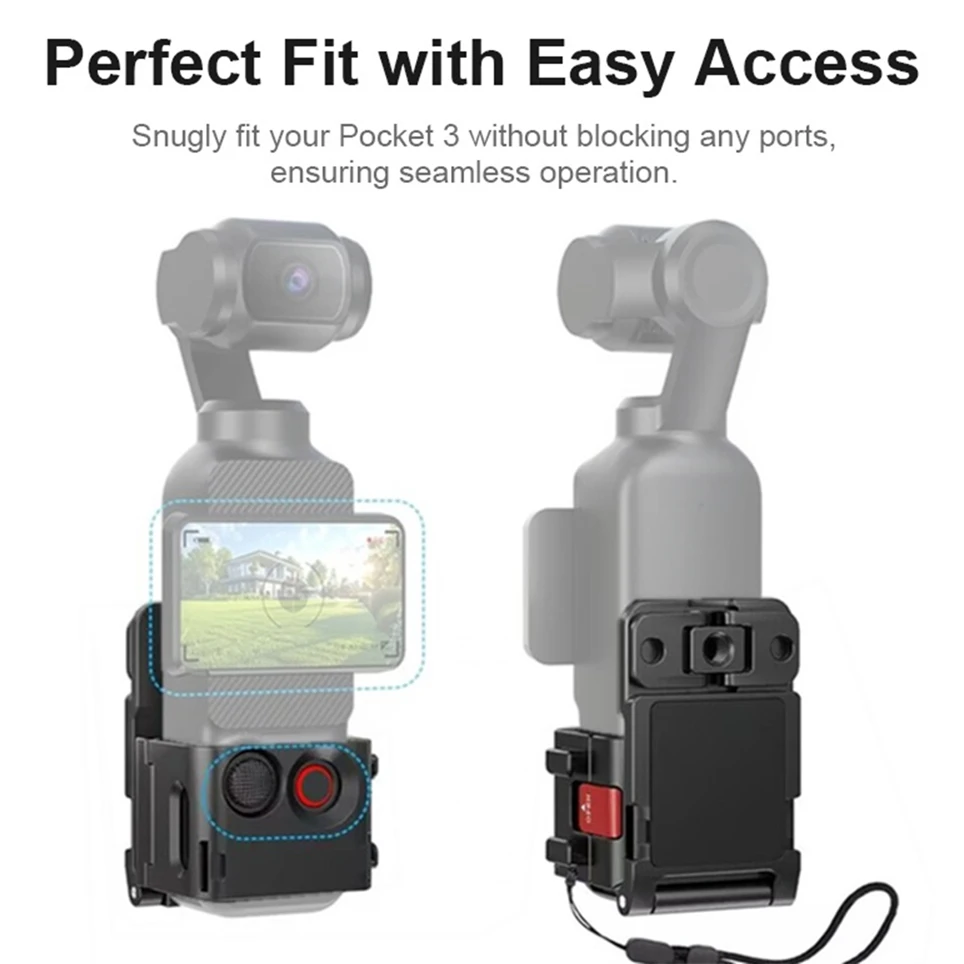 Base de estrutura adaptadora para dji osmo pocket 3, suporte de metal de expansão multiuso com liberação rápida e furos de 1/4 '' e montagem de sapata fria