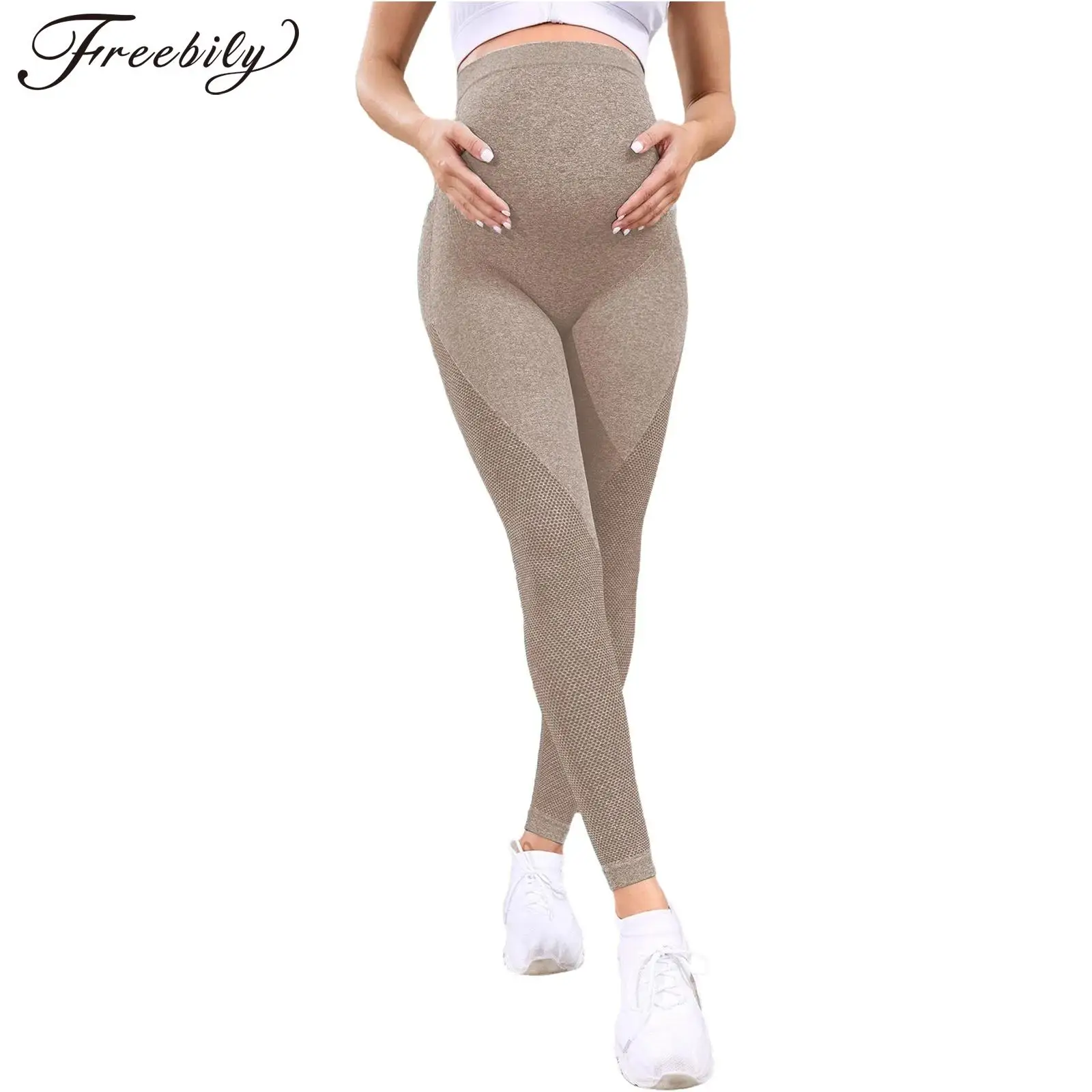 

Maternity Yoga Workout Leggings Pregnancy Women Clothes High Waist Over The Belly Seamless Pants for Sports Fitness Casual Wear