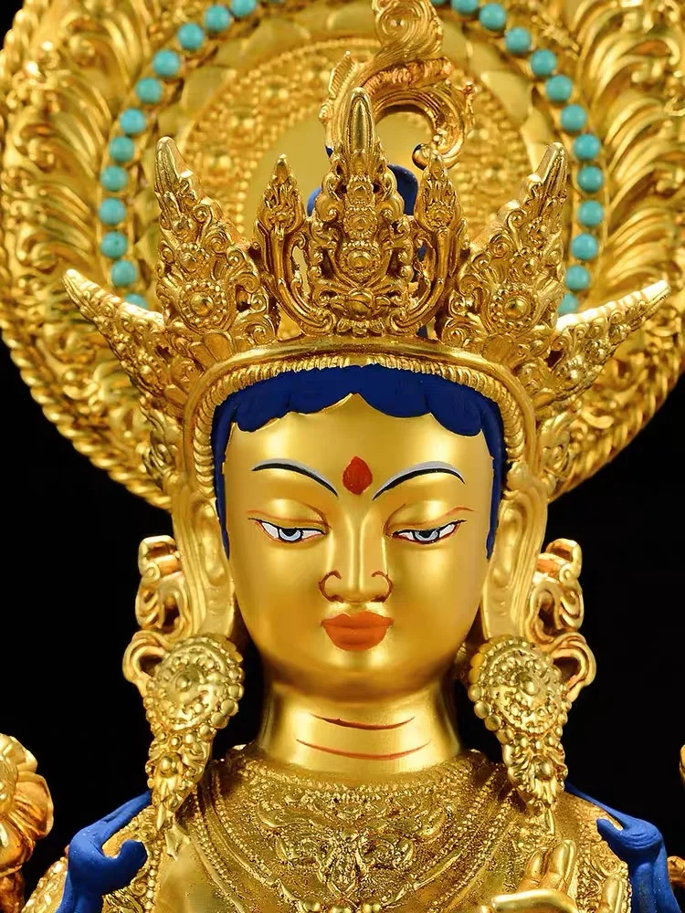 Imagem -02 - Pure Tibet Nepal Budismo Dourado Tara Verde Bodhisattva Deusa Todo-poderoso Buda Estátua Capa Família Proteção Eficaz 2023