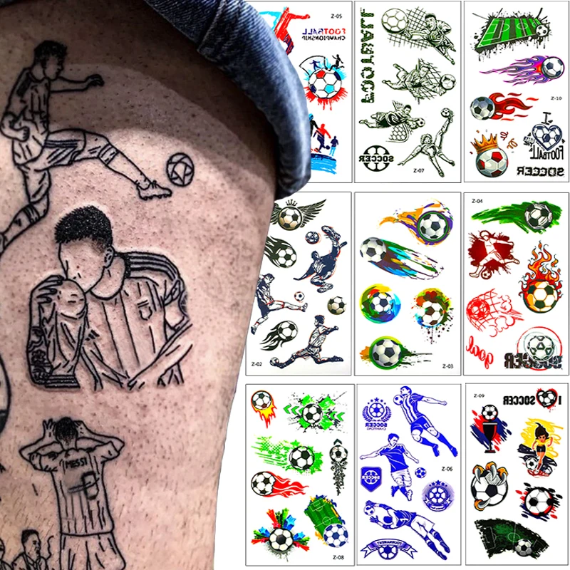 Footabll Sticker National Flag Fake Soccer Tattoo For Football 2024 On-Site Cheering Party Bash Supplies  for Girl Women Men