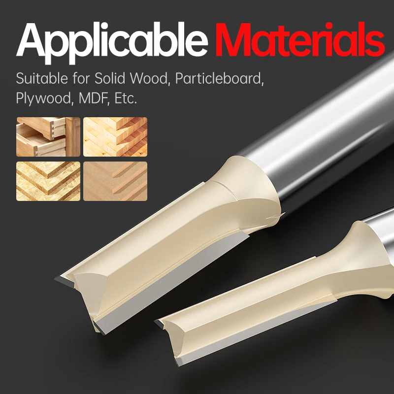 HUHAO 6.35mm12.7mm Shank Straight Bit Tungsten Carbide Single Double Flute Router Bit Wood Milling Cutter For Woodwork Tool
