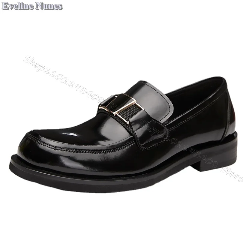 Black Metal Decor Comfortable Loafers Slip on Round Toe Men Shoes Soft Leather Fashionable Men Shoes Size 37-46 Zapatillas Mujer