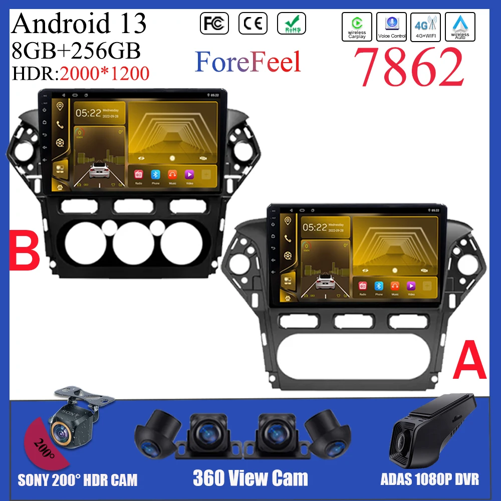 Car Android For Ford Mondeo Wins 2011-2013 2 din Multimedia Video Player Carplay GPS Navigation Bluetooth 8 Core Touch Screen 5G