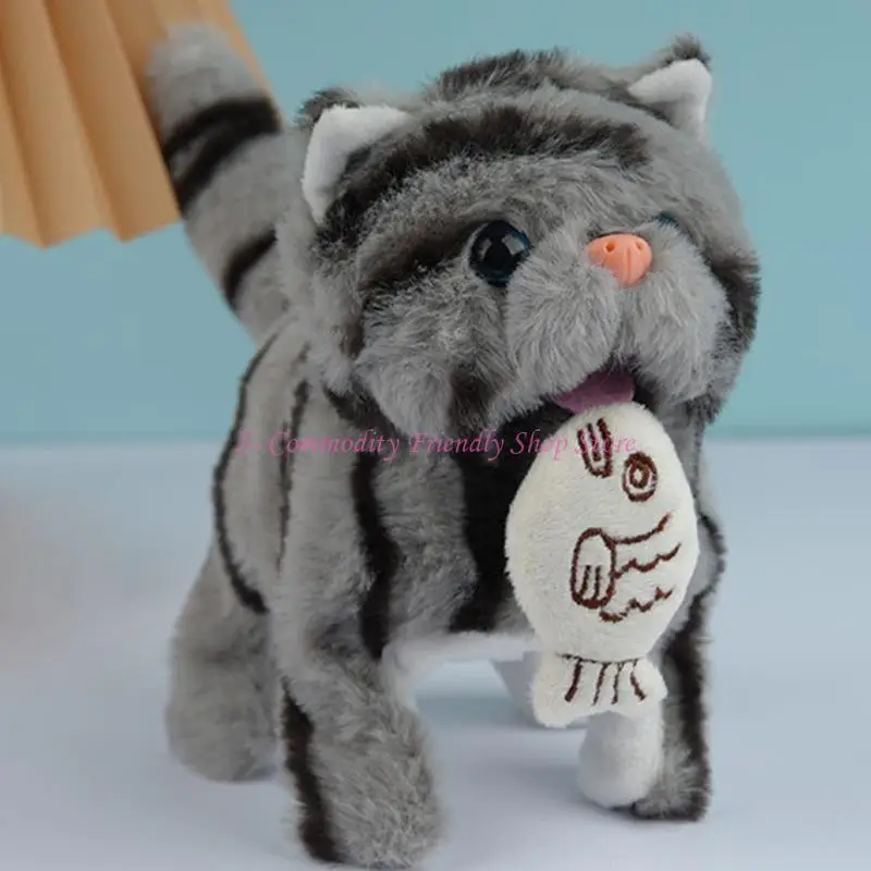 85AE Electronic Moving Plush Kitten Toy Walks And Makes Sounds Entertainment