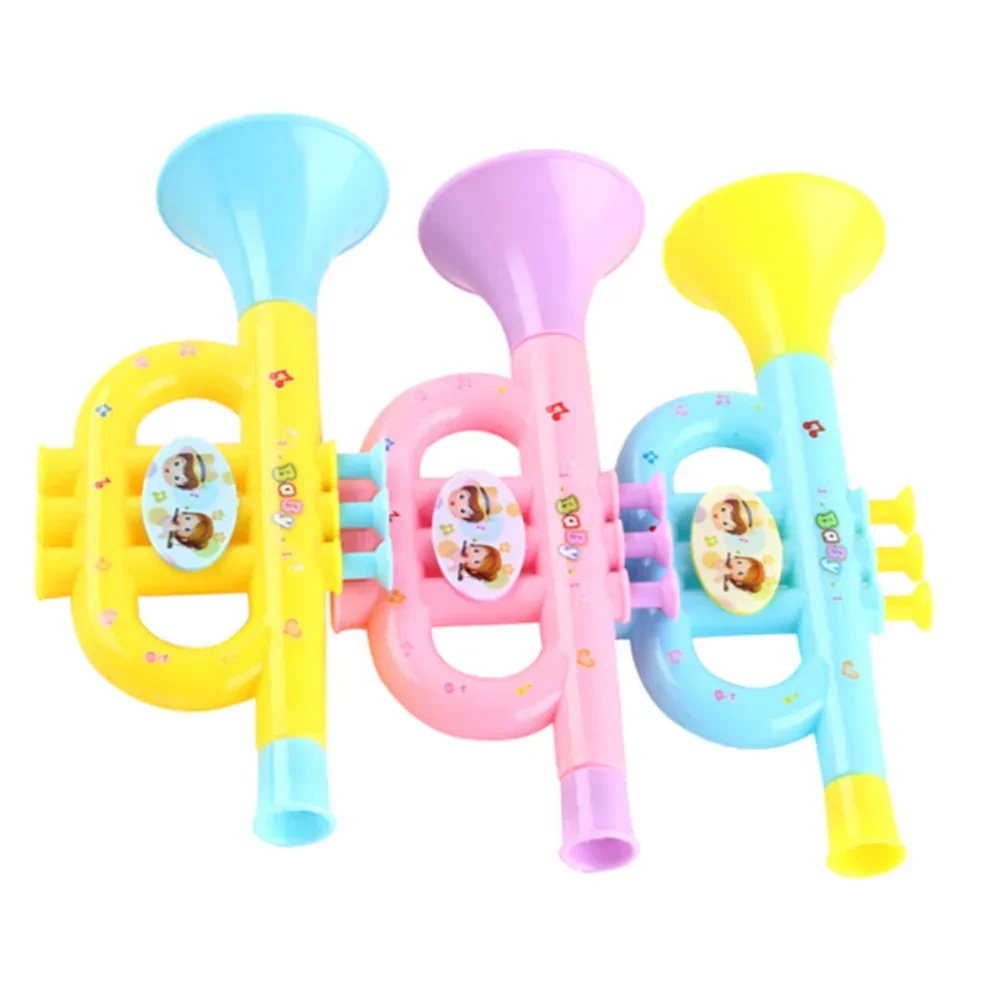 1PC Musical Trumpet Toys Colorful Baby Music Toys Cartoon Plastic Playing Instruments for Kids Early Education Random Color