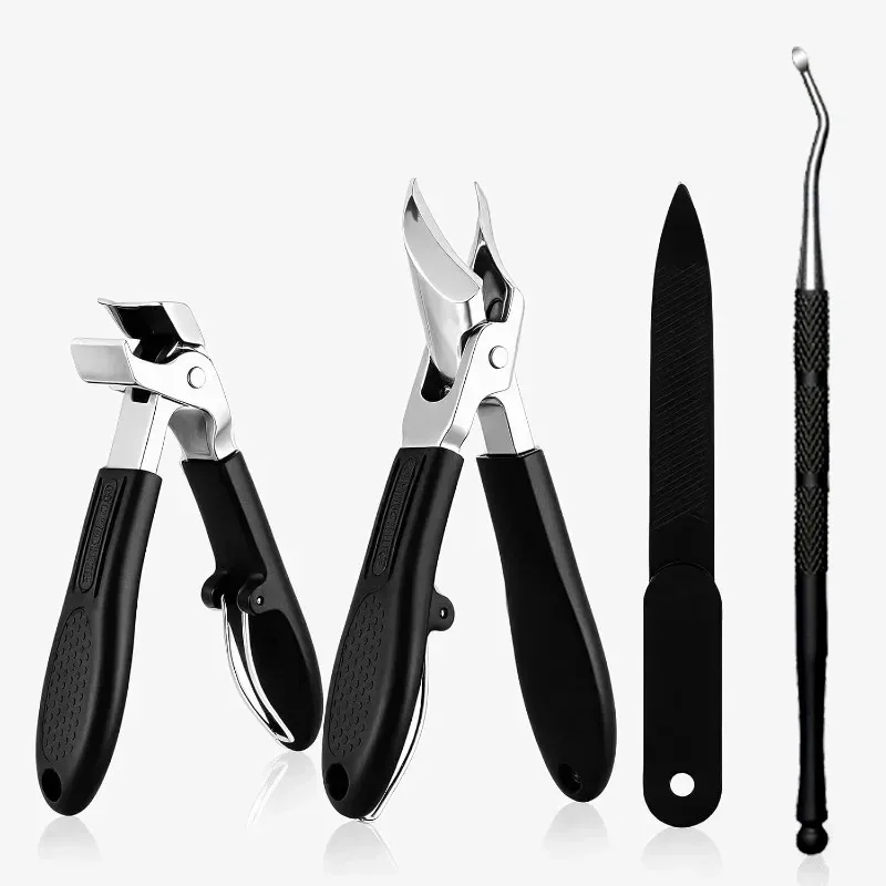 4-teiliges Edelstahl-Nagelpflegeset, robuste Nagelknipser, Nagelfeile, Nagelhautschieber, tragbares Maniküre- und Pediküre-Set