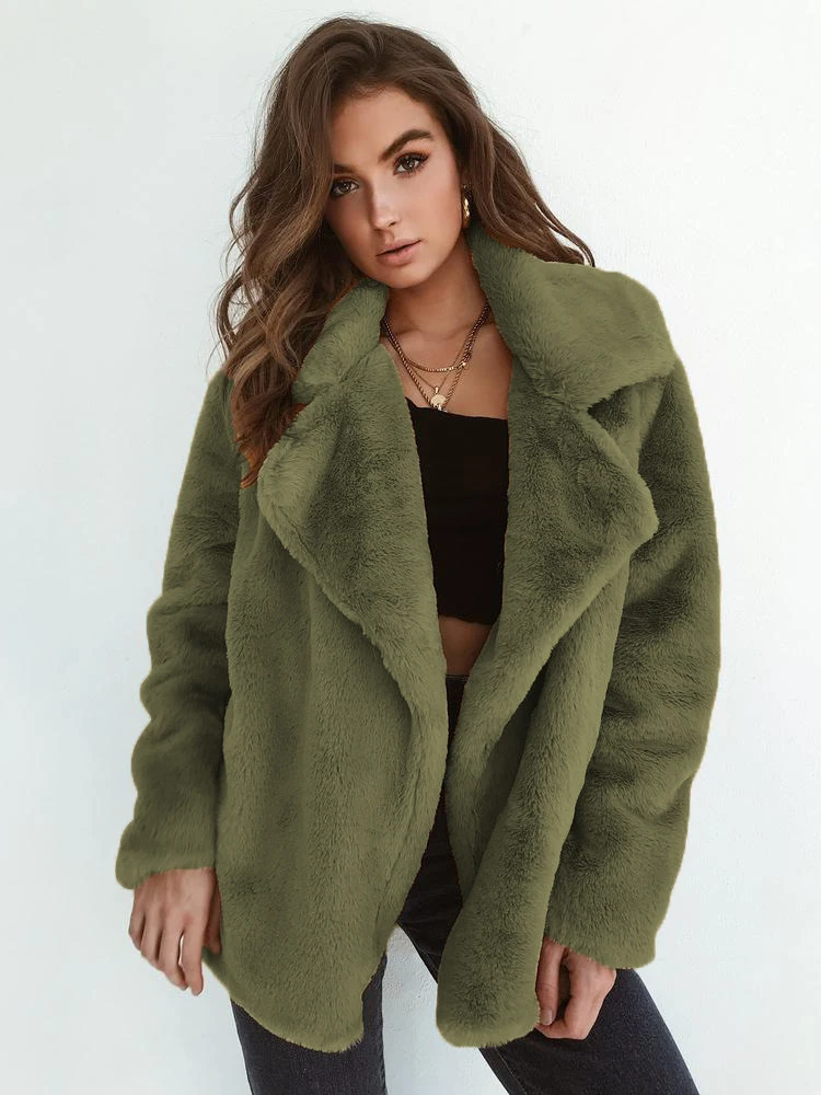 2024 Autumn and Winter New Women\'s Faux Fur Coat with A Loose Collar Elegant and Warm Cardigan Commuting Style Women\'s Coat