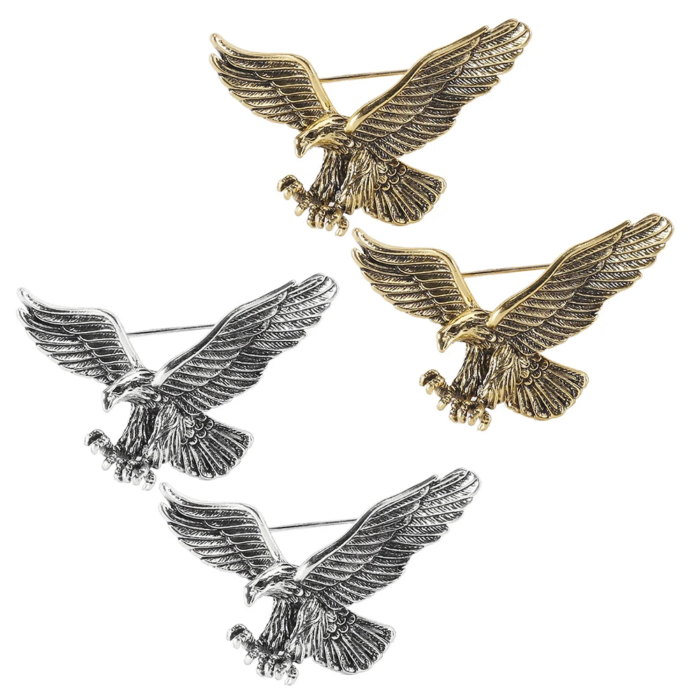 

4pcs Vintage Eagle Brooch Metal Alloy Lapel Pin for Men Women Suit Shawl Hat Clothing Badge Animal Fashion Accessory