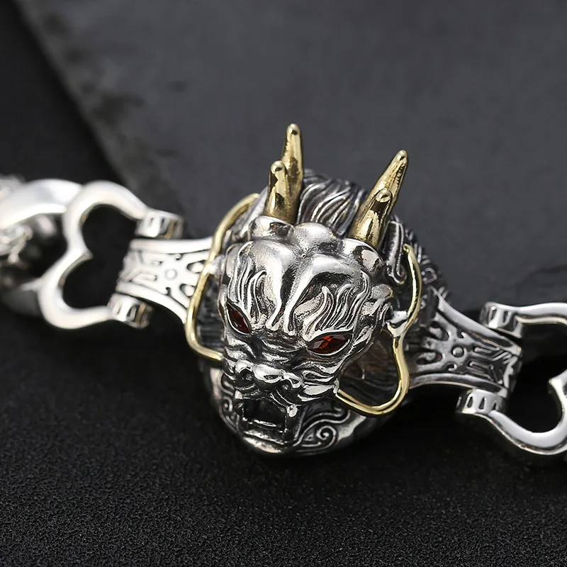 s925 sterling silver creative and elegant faucet men's bracelet vintage Thai silver personality fashion heavy industry bracelet