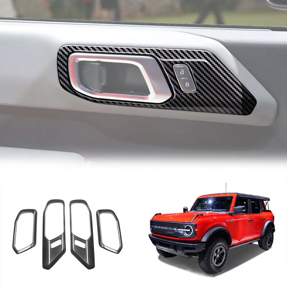 Car Inner Door Handle Frame Cover Trim Sticker Carbon Fiber ABS Interior Accessories for ford  Auto interior parts Carbon Fiber