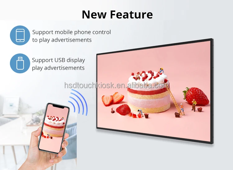 2K 4K 32 43 50 55 بوصة أندرويد Lcd شاشة عرض إعلانات رقمية WIFI معدات إعلان التسويق