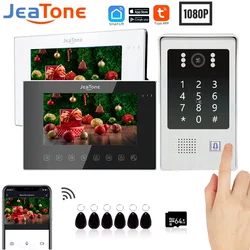 Jeatone 4in1 Unlock 7inch Door Phone Intercom Doorbell 1080P Touch Monitor With RFID Password Camera For Access Control System