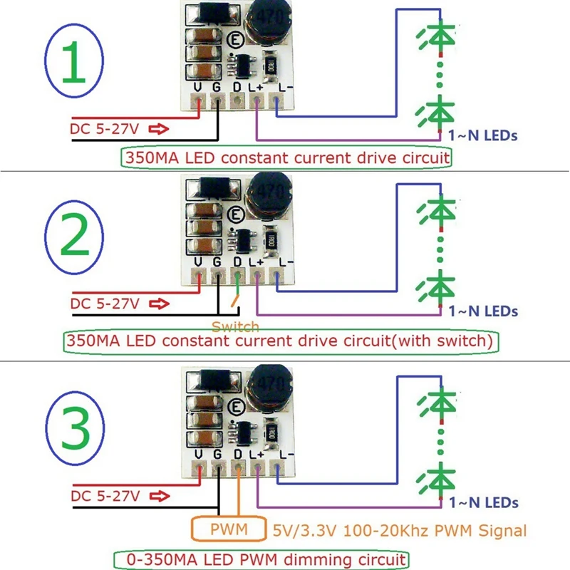 1Pcs LD2635MA DC5-27V Step-Down HB LED Driver Module Adjustable PWM Controller DC-DC Buck Constant Current Converter Easy To Use