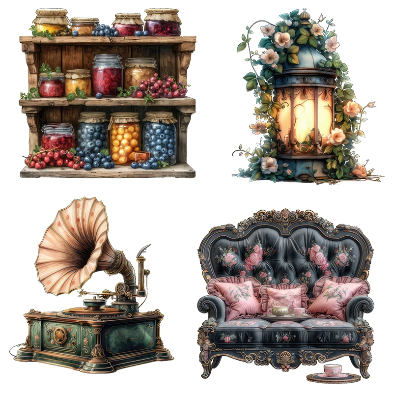 Three Ratels Q33 Retro pastoral style cartoon furniture stickers,kitchen refrigerator stickers