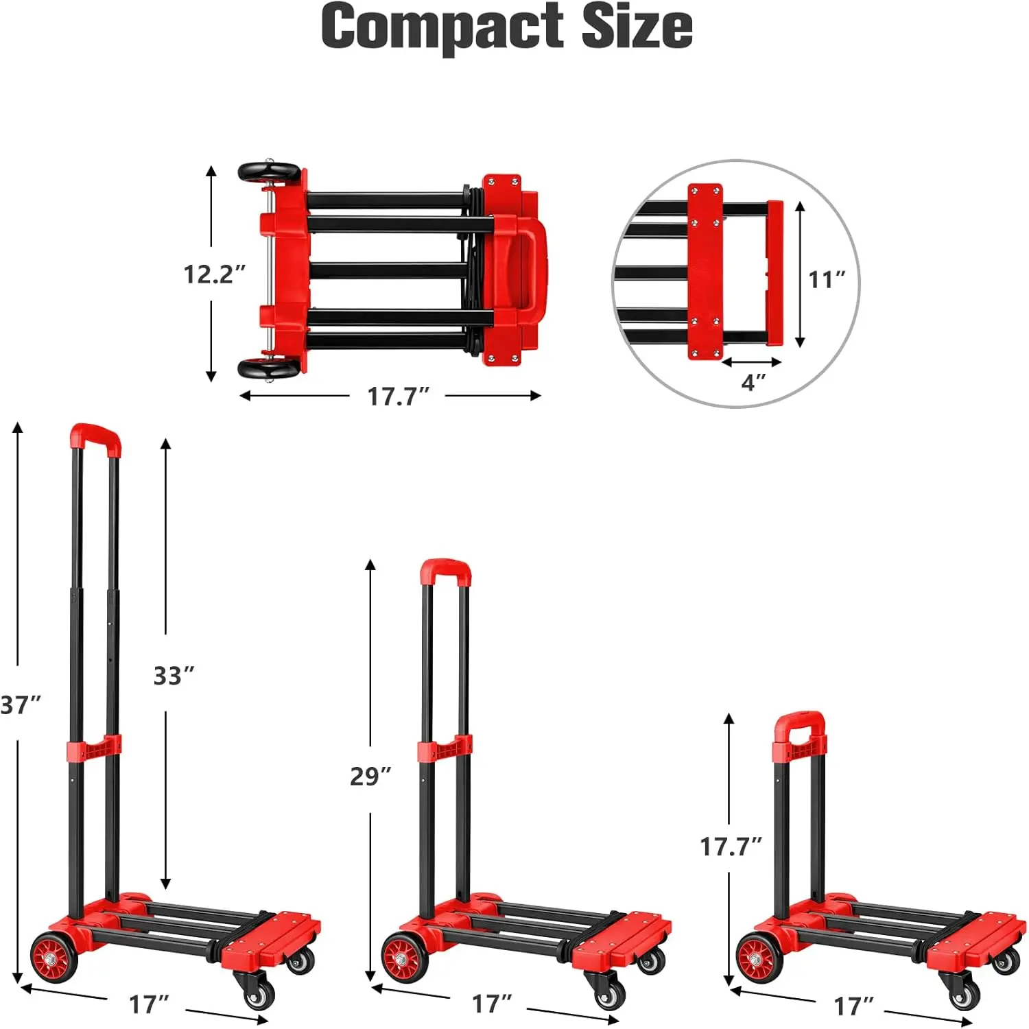 Folding Hand Truck for Moving Solid Construction Utility Cart Compact and Lightweight for Luggage Personal Travel Auto