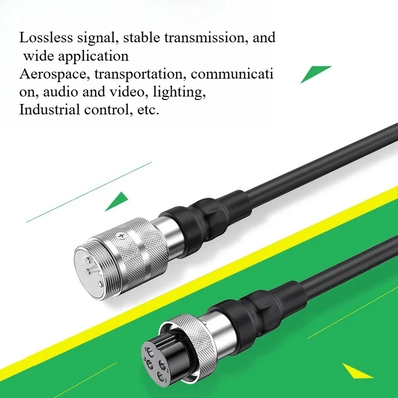 GX16 Connector Shielded Connection Wire Male to Female Extension Cable 2 3 4 Pin 0.5 Square Aviation Plug Power Cord
