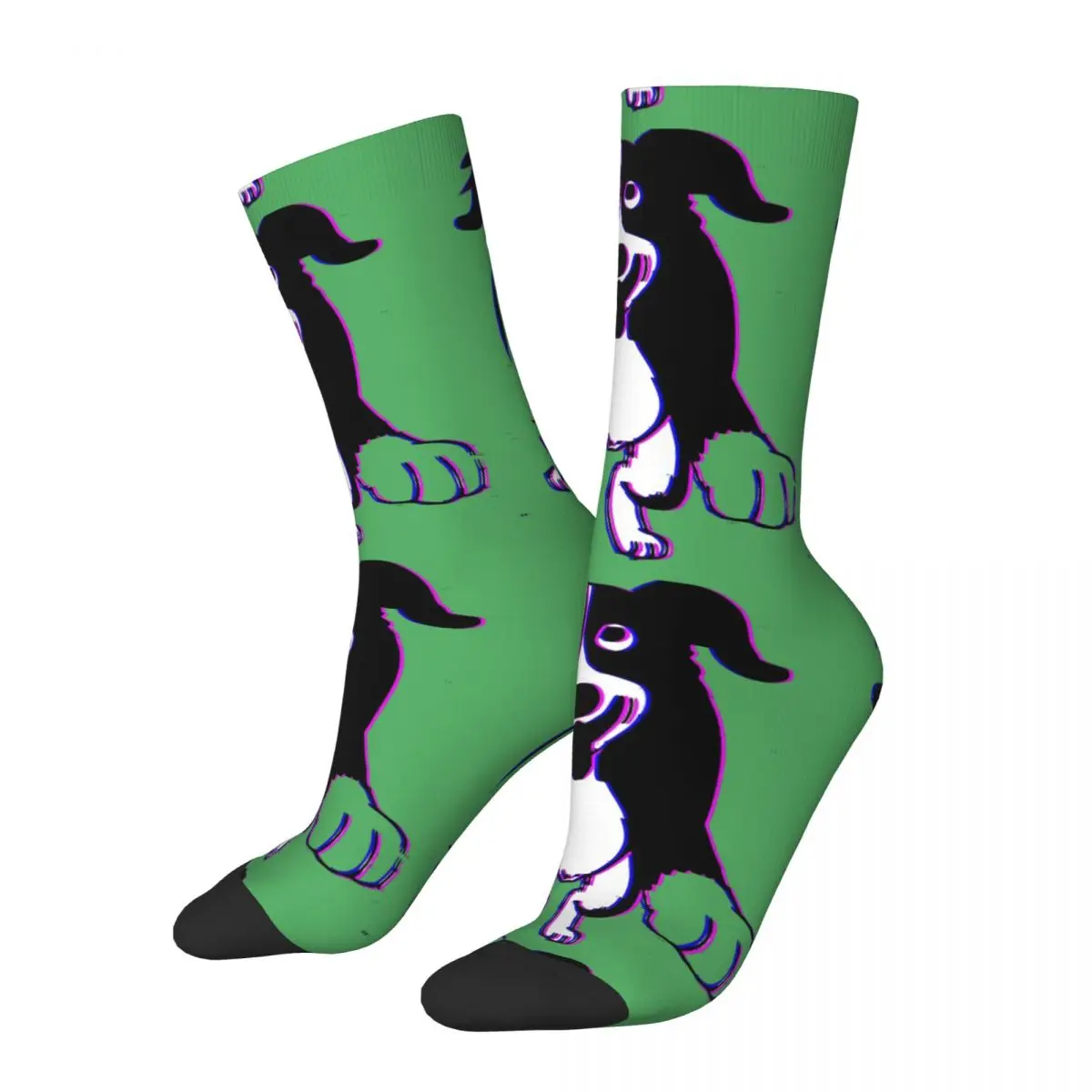 Funny Crazy compression Sock for Men Unique Hip Hop Harajuku Mr Pickles Collie Dog Cartoon Happy Seamless Pattern Boys Crew Sock