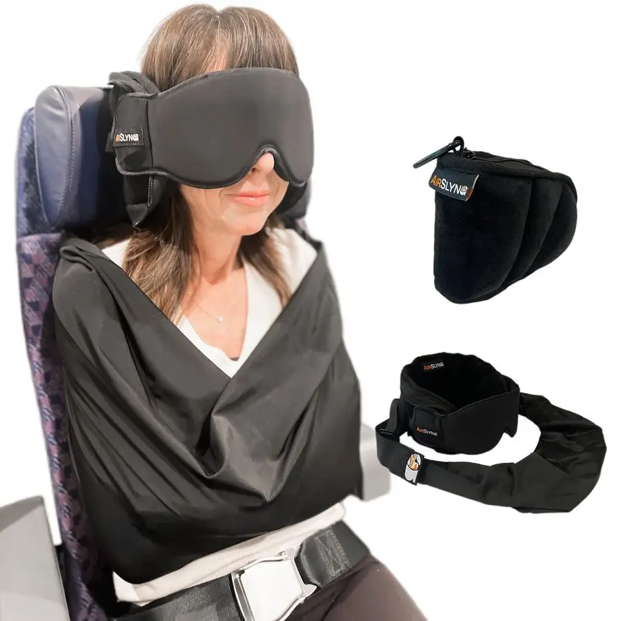 

Airplane Sleep Support System Integrated Plane Sleeping Accessories with Memory Foam Long Haul Flight Pillow, Adjustable Travel