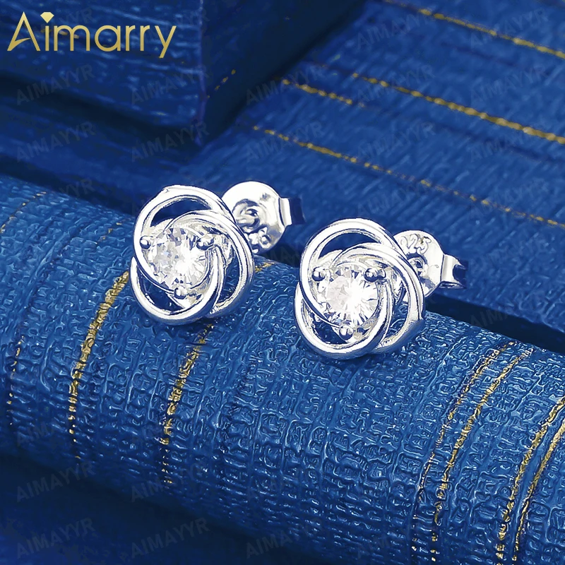 925 Sterling Silver Spiral Wound AAA Zircon Earrings for Women's Parties Banquets Weddings High-quality Fashion Jewelry