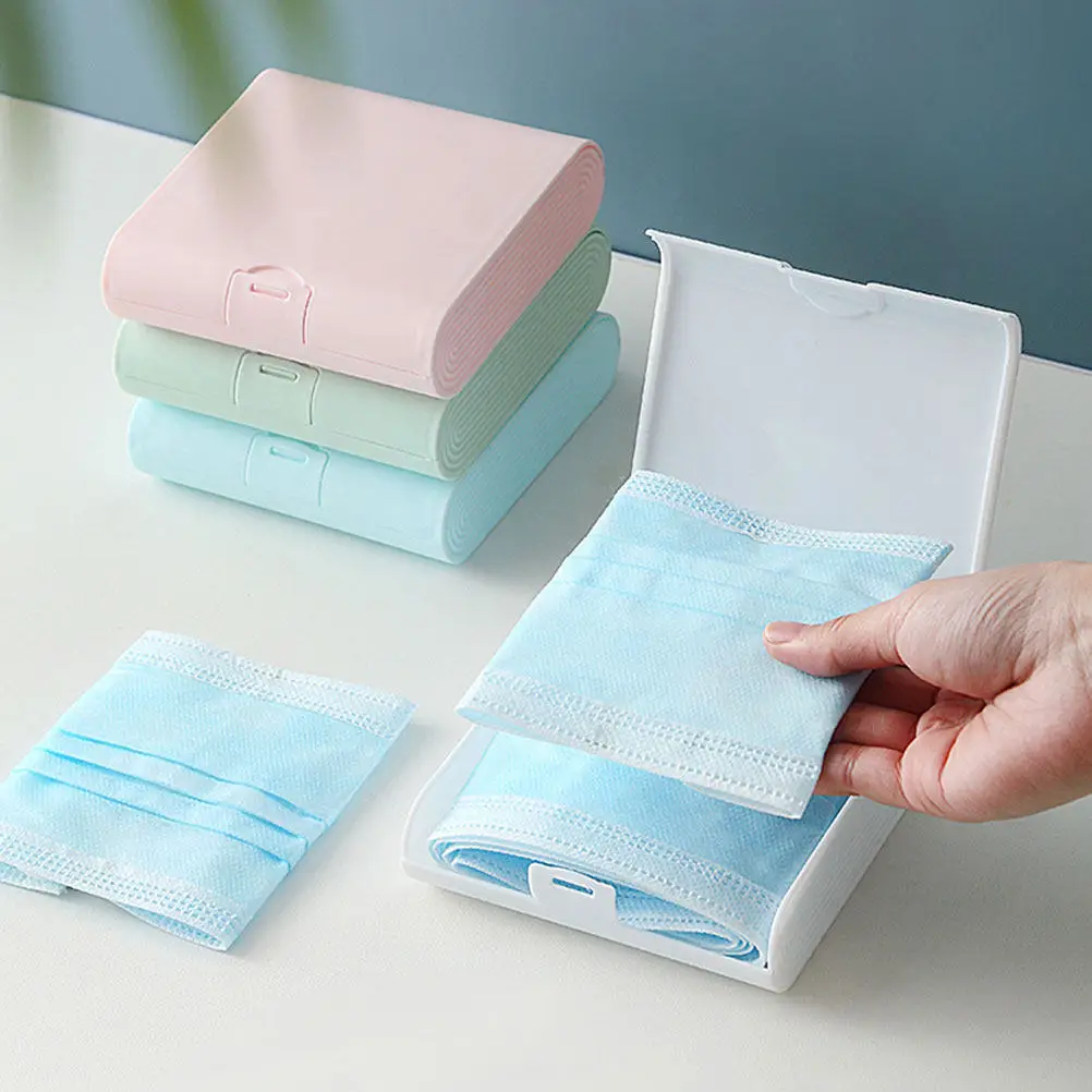 

3Pcs Jewelry Storage Box Solid Color Desktop Small Items Case Portable Plastic Sundries Organizer Travel Mask Holder