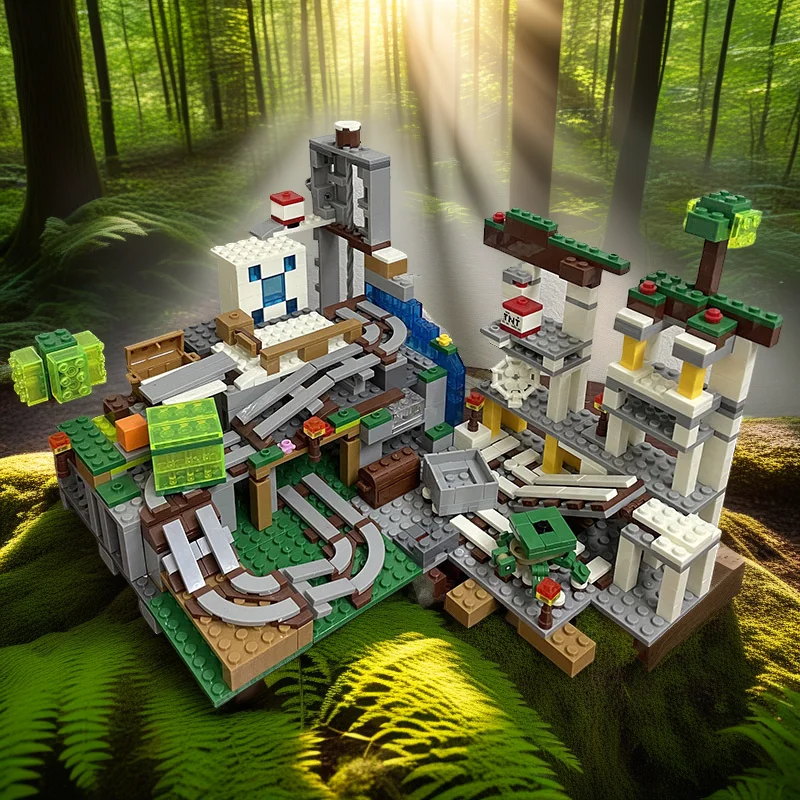 

1000+Креативный красочный многосценный механизм, набор строительных блоков для приключений «Пещера», серия «Моя мир», многострукционная сцена»