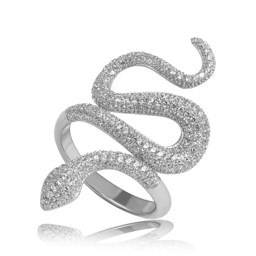 Spirit Snake 925 Sterling Silver Ring  Chic & Versatile Cubic Zirconia Rings Encrusted for Hip Hop Ice Out  Luxury  Jewelry