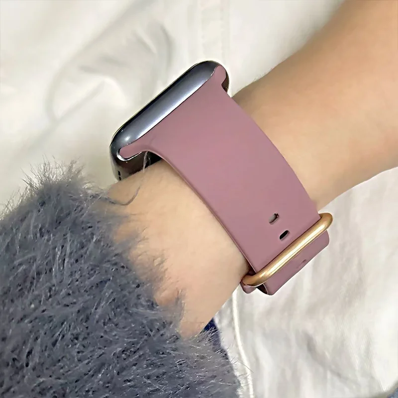 Classic Silicone strap For Apple Watch 11 42-46mm 49mm 44mm 45mm 40mm 41mm Sport bands iwatch series 10 9 8 7 6 5 SE Ultra 3-2-1 image 2