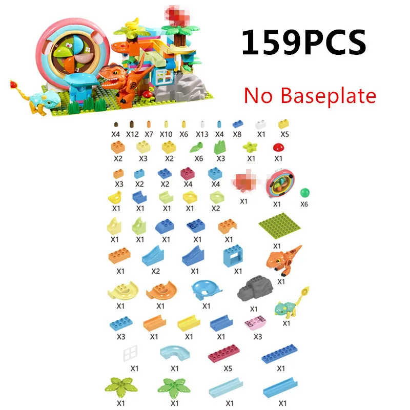 159PCS Catapulta Dinosauro Marmo Run Building Blocks Elettrico Ruota Ruota WIndwheel Compatibile Grande Palla Rotolante Pista Giocattolo Educativo