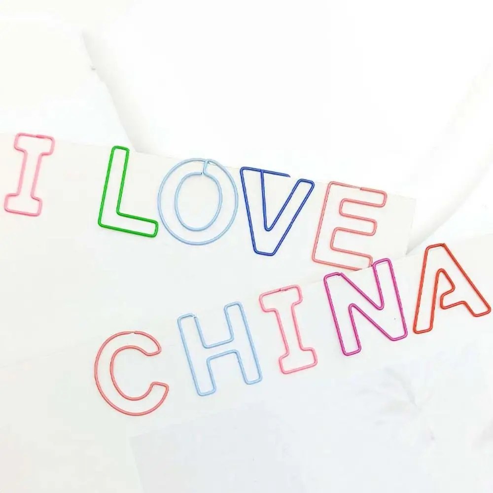 26pcs Colorful Binder Clips Alphabet Paper Clips Bookmark Hollow Photo Tickets Holder Metal DIY Letter Paper Clips School