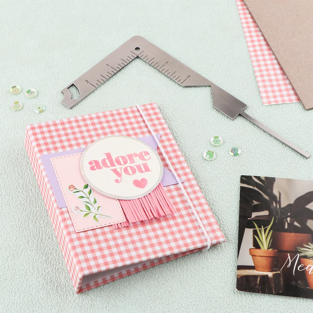 5-in-1 Book Cover Guide Stainless Steel Metal Bookbinding Cover Tool For Scribe Marking Album Notebook Scrapbooking Gauge Ruler