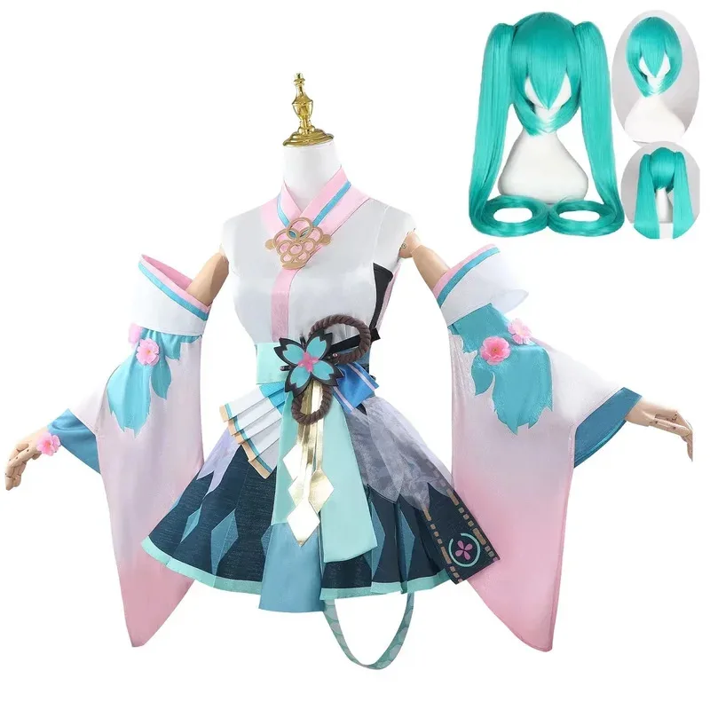 

Игра Onmyoji Miku Косплей Костюм Парик Обувь Полный комплект Бальные платья Униформа Хэллоуин Карнавальный костюм для ролевых игр для девочек x 8 s, 6;