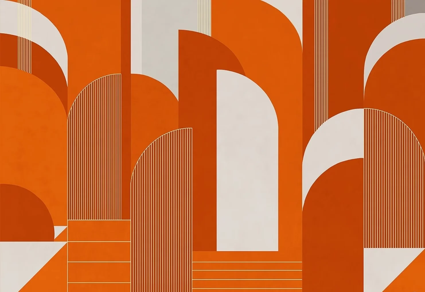 Customized size mural abstract art block pattern wallpaper geometric pattern splicing gray orange cream decoration wallpaper