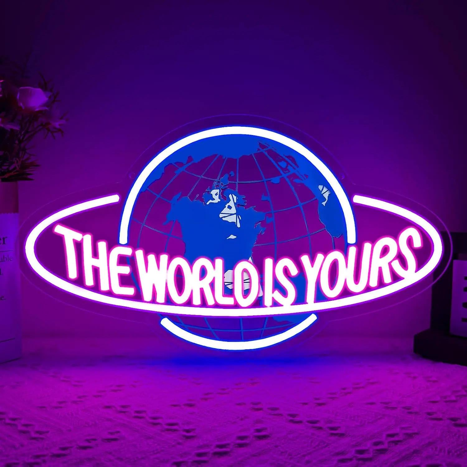 The World is Yours Neon Sign USB Powered LED Neon Light for Game Room Bar Party Bedroom Decoration Birthday Christmas Gift - view 5