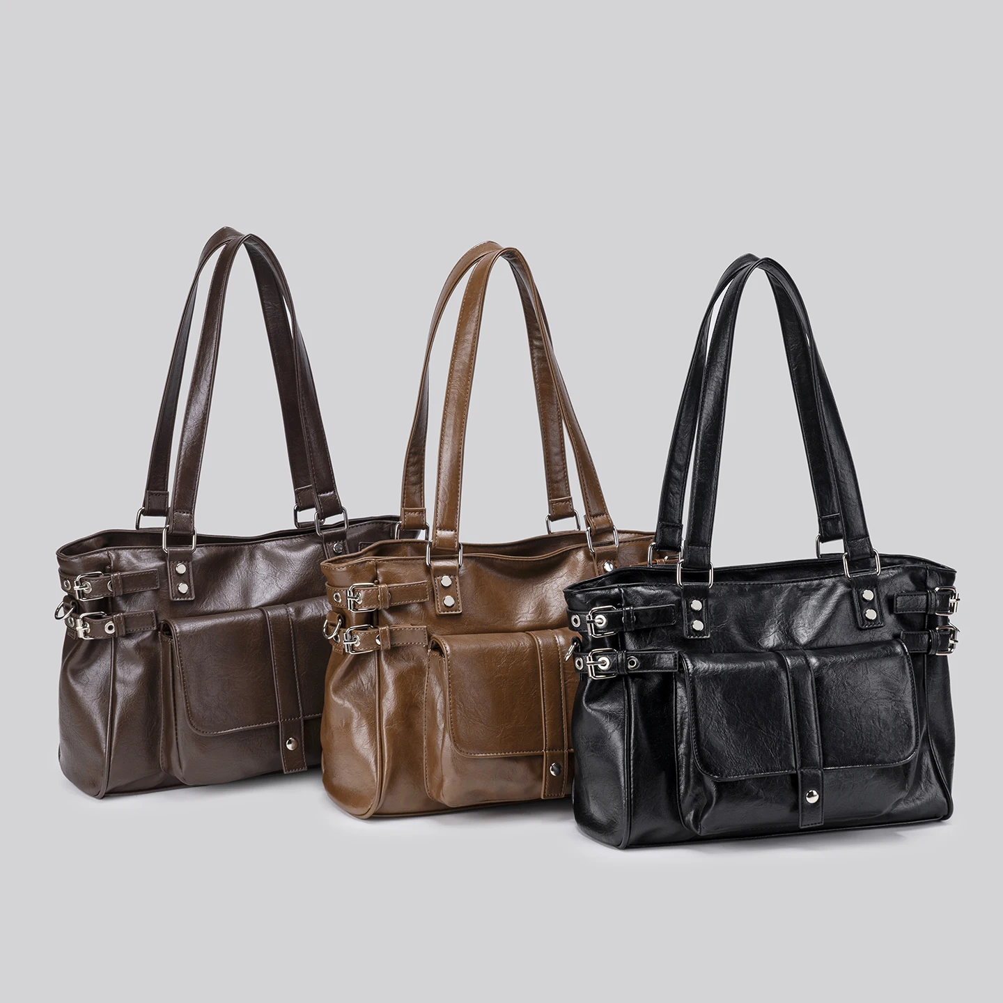 Ladies Large-Capacity Multi-Functional PU Leather Crossbody Bag Durable Single-Shoulder Handbag for Commuting