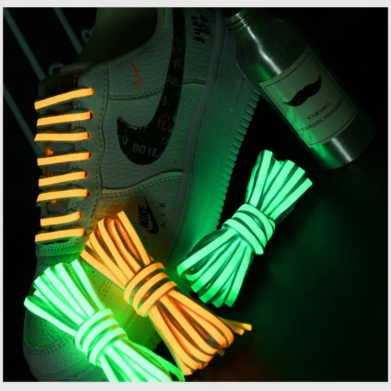 1 Pair Luminous Shoelaces Flat Sneakers Canvas Shoe Laces Glow In The Dark Night Color Fluorescent Shoelace 100/120/140cm