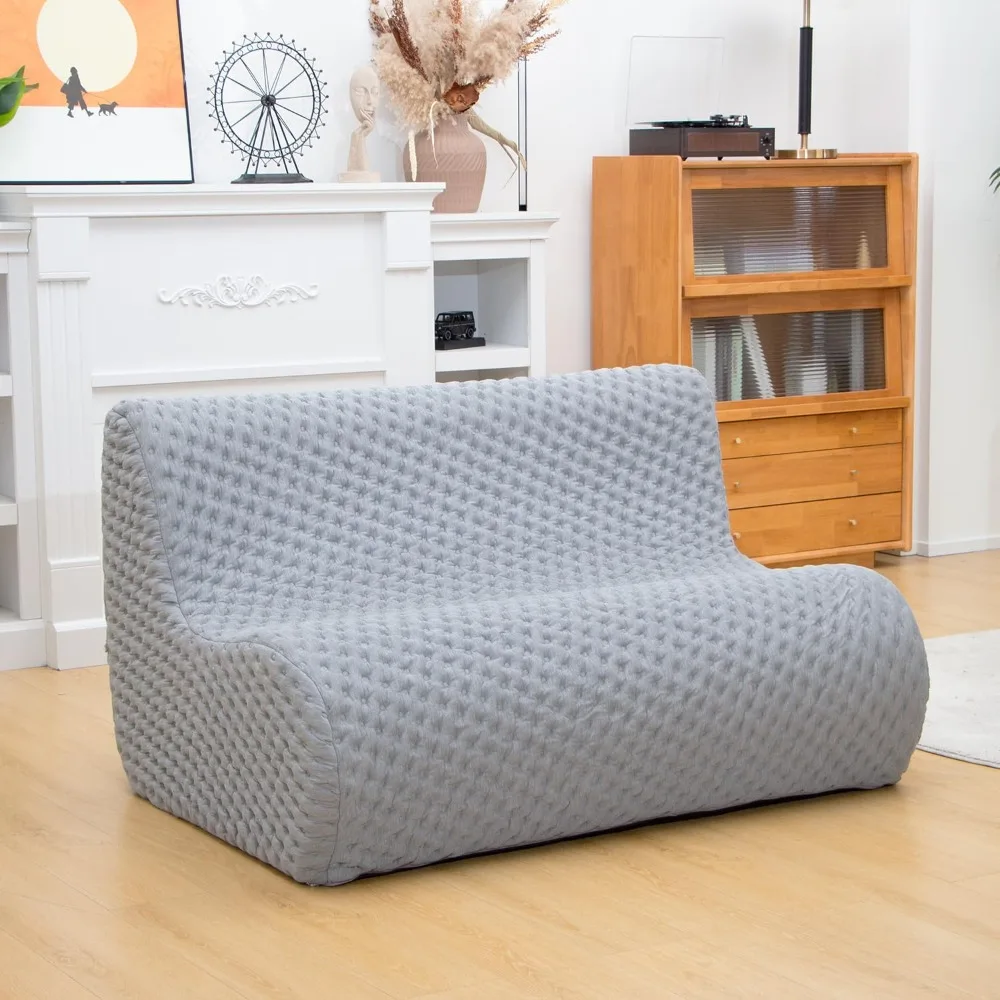 Foam Sofa, Armless Floor Sofa, One Piece High Density Foam, Removable and Machine Washable Cover, Grey