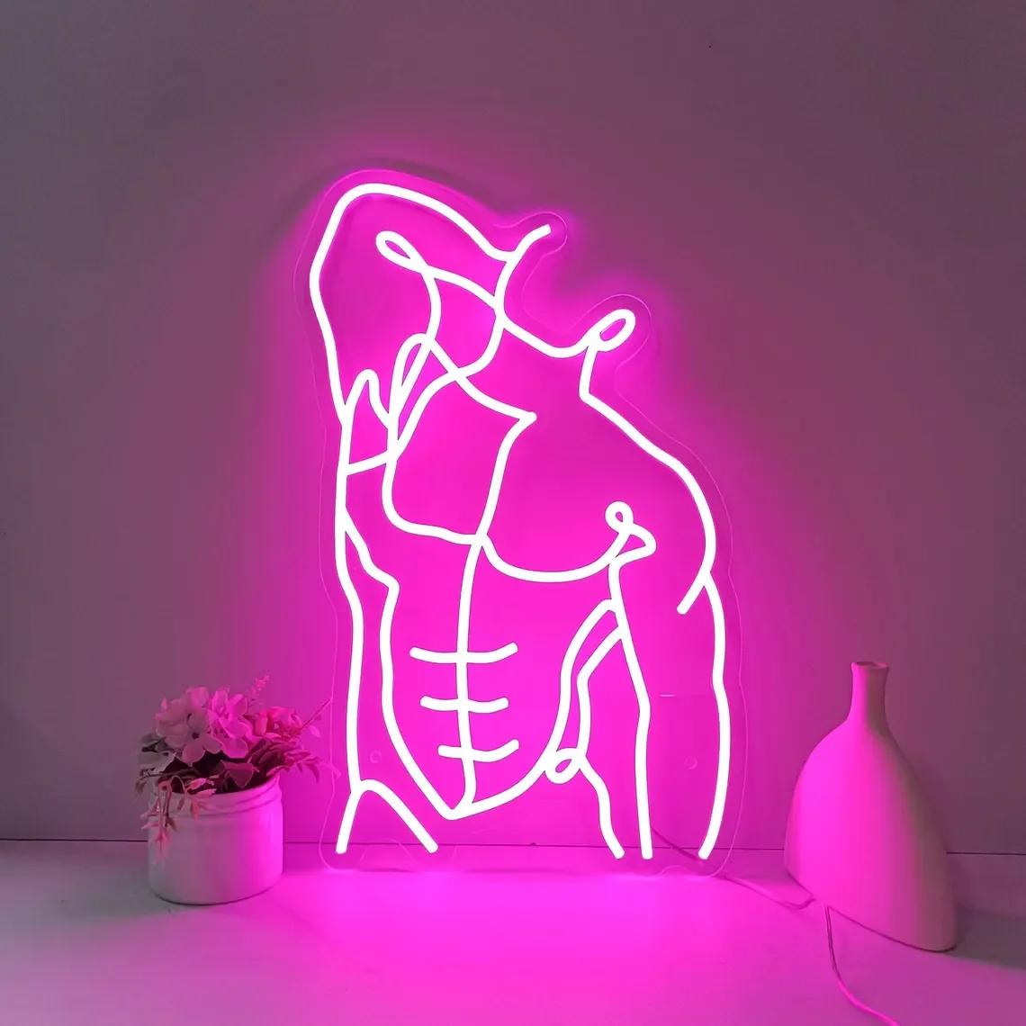 Man Neon Sign, Man Art, Male Body Art, Custom Neon Sign, Bedroom Wall Decor, Masculine Man Wall Art, Man Body Wall Art, Gay Love