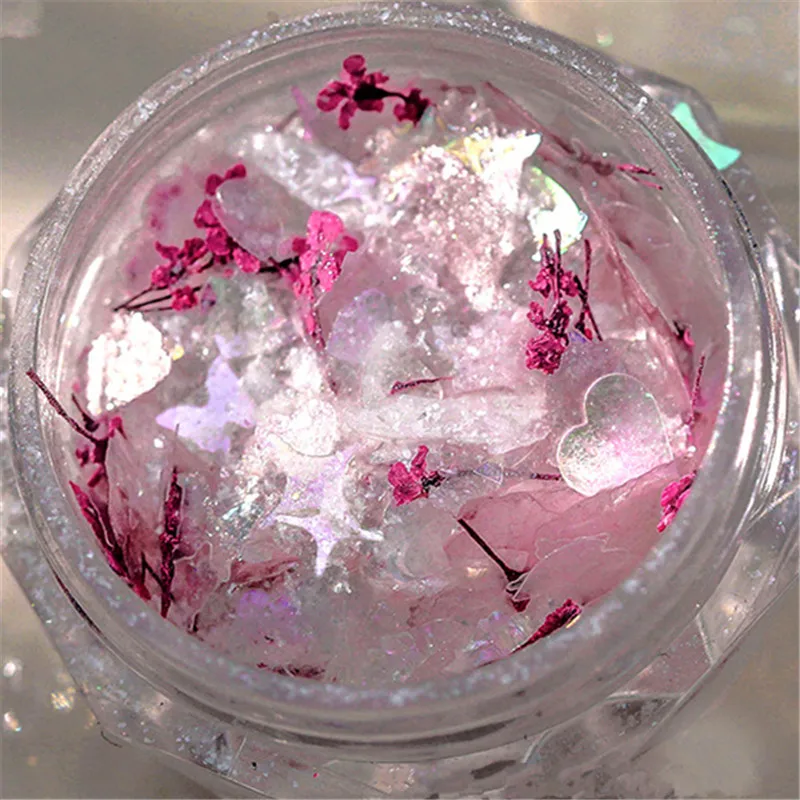 DIY Nail Decoration Sequin Nail Art 1Box Nail Art Mix Dried Flower Shell Sequins Hyper Flash Nail Shining Flour